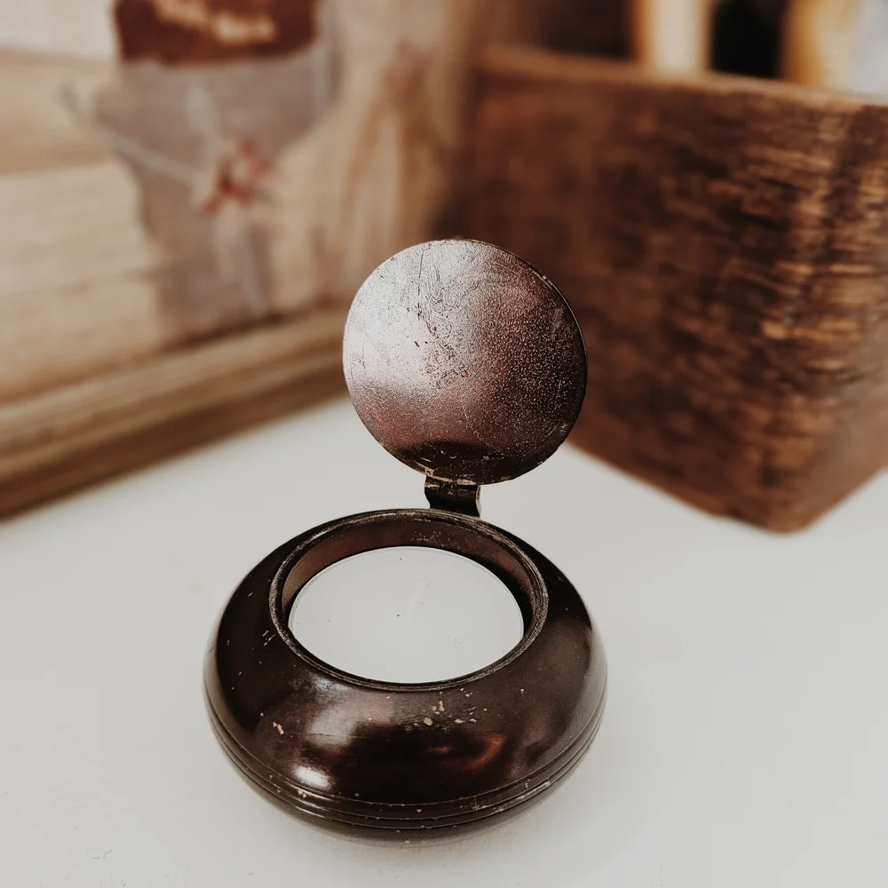 Vintage Dark Brown Metal Candle Holder/Trinket Dish - Picture 2 of 5